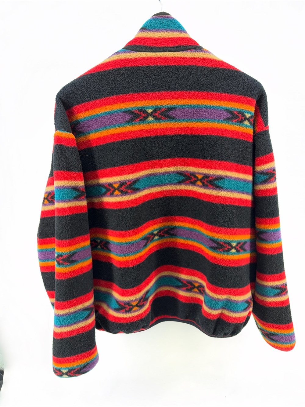 Woolrich Black Fleece Half-Zip with Red, Teal, Orange & Purple Stripes - Picture 3 of 3